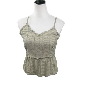 Sim & Sam Khaki Floral Eyelet Tank Blouse Size Medium